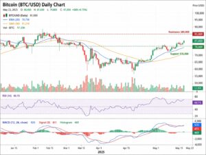 Chart 1: Bitcoin daily price chart showing recovery from the recent base
